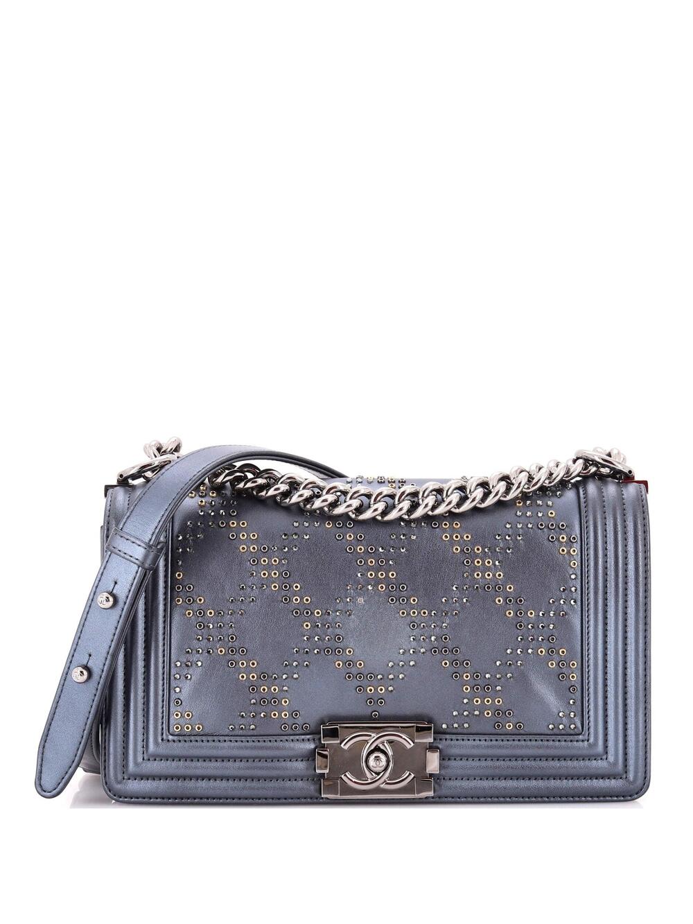 Chanel Boy Flap Bag Studded Leather Old #365165C24B